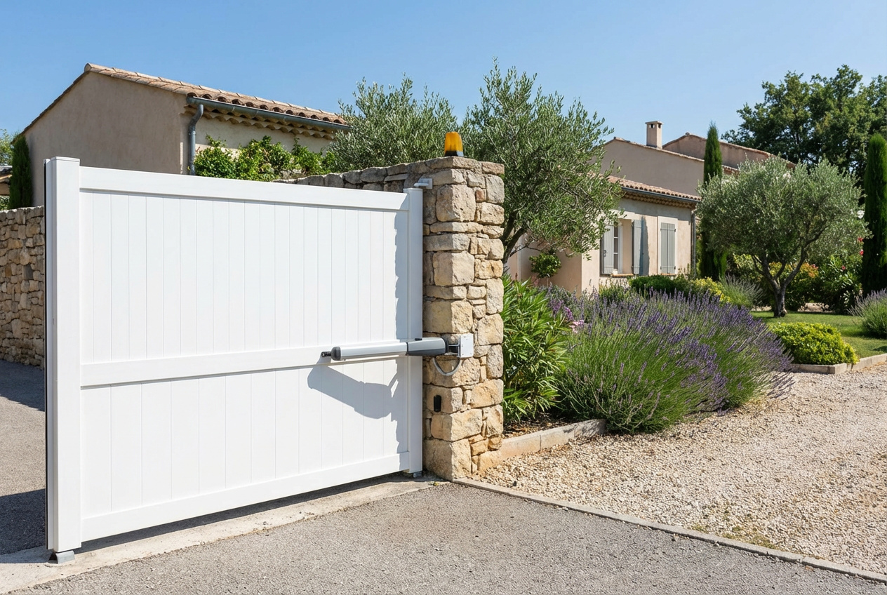 Motorisation bras articule sur portail aluminium