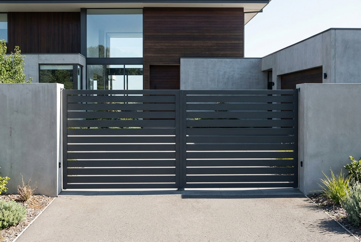 Portail moderne motorisation enterree